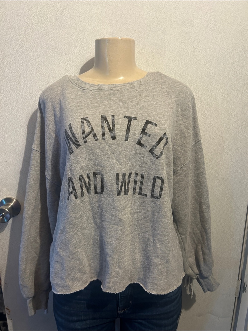 Wildfox Gray "Wanted and Wild" Crewneck Sweater
